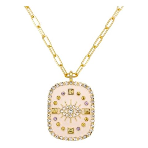 Obidos 14K Gold Plated Evil Eye Reversible Medallion Necklace | Protection Bohemian Pendant Adjustable Chain Necklaces Cover