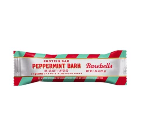 Image of Barebells Protein Bars Peppermint Bark - 12 Count, 20g Protein, Creamy Vanilla Nougat with 1g Sugar, White Chocolate Coated Snack for Breakfast or Post-Workout