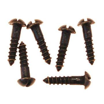 Van Dyke’s Restorers Slotted Round Head Screws — #5 x 5/8 Inch Solid Brass Screws in Antique Brass, Traditional Round Head Slotted Design for Cabinetry, Furniture Hardware, and Restoration, Pack of 20