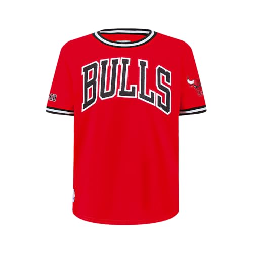 Camiseta NBA con detalles de felpilla en mangas y algodón premium rojo y negro
