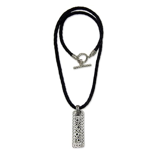 NOVICA Artisan Handmade Men's Sterling Silver Pendant Necklace Dragon for Leather No Stone Cord Indonesia Animal Themed Halloween [20 in L 4 mm W Pendant(s) 2 in L x 0.5 in W x 0.2 in D] ' Bold4