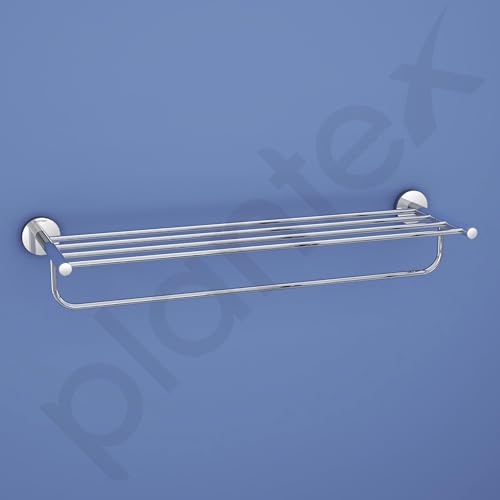 Image of Plantex 24 inch Towel Rack for Bathroom /Smero Pure Brass Towel Stand /Hanger /Holder /Towel Bar /Bathroom Accessories - Circle (Chrome)