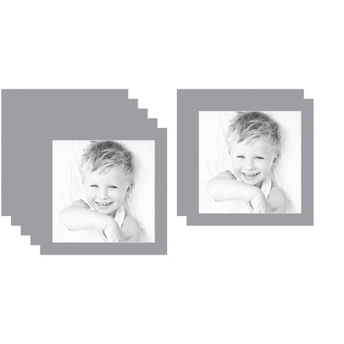 14x14 Silver/Silver Custom Mat for Picture Frame with 10x10 Opening Size (Mat Only, Frame NOT Included) - 7 Pack