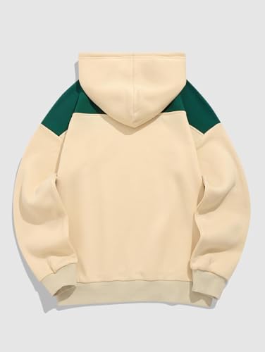 ZAFUL Men's Hooded Sweatshirt Graphic Colorblock Two Tone Fleece Lined Pullover Thermal Hoodie (ALASKA-Light Yellow, XL)2