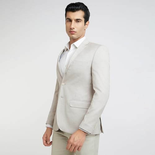 Image of Parx Men's Urban Fit Pure Terylene Notch Lapel Print Pattern Full Sleeve Casual Blazer