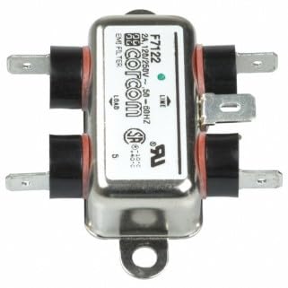 TE Connectivity/AMP Brand, 6609012-3-5Pack, EMC/EMI Line Filter - Single Phase - Single Stage - 250V - 6A - 50/60Hz - 465µH - Quick Connect - Chassis Mount.
