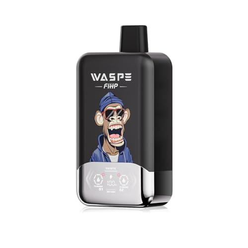 電子タバコ 使い捨て WASPE FIHP 40000回吸引可能 ベイプ 持ち運びシーシャ ダブルフレーバー LEDディスプレイ搭載 大容量リキッド 850mAhバッテリー Type-C充電式 爆煙 吸い応え 禁煙サポート ニコチンなし タールなし (スト