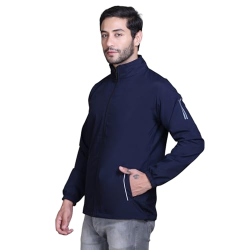 Image of TFA Mens Windcheater Jacket |Zip Closure| Sports Wear| Water Resistant |Rainy Season | Reflector