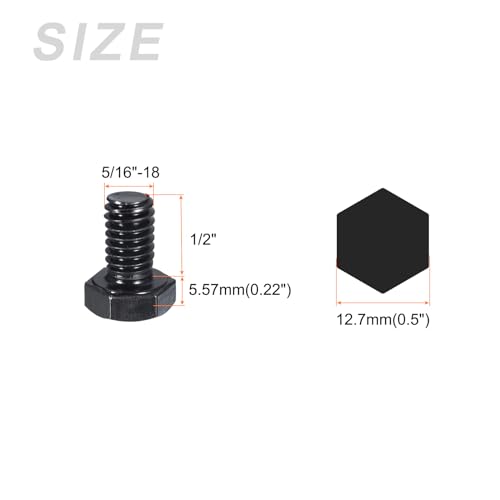 Image of METALLIXITY Hex Head Bolts (5 /16-18 x 1 /2 inch) 10Pcs, 304 Stainless Steel 18-8, Fully Threaded, External Hex Drive, Hex Head Screw Bolt, Black Oxide