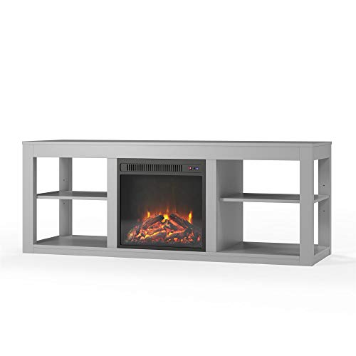 Ameriwood Home Parsons TV Stand with Fireplace, Dove Gray