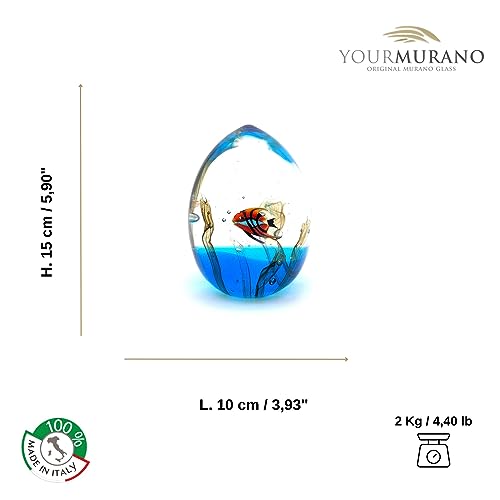 YourMurano - Murano Glass Aquarium for Home Decor, Small Size Made in Italy Blown Glass Marine Sculpture, Oval Shape - Image 6