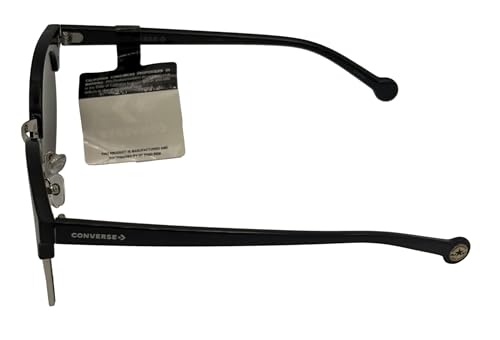 Converse Mens Soft Round Black Metal Sunglass, Flash Lens H0834