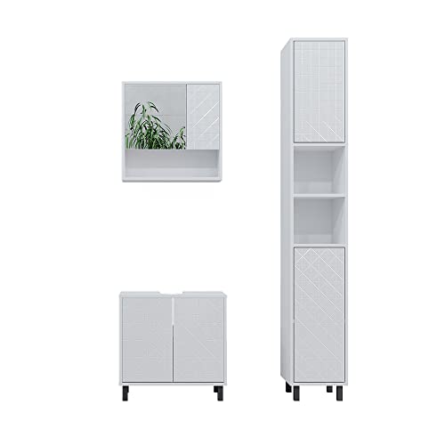 Vicco set mobili bagno Agasta, Bianco lucido, 3