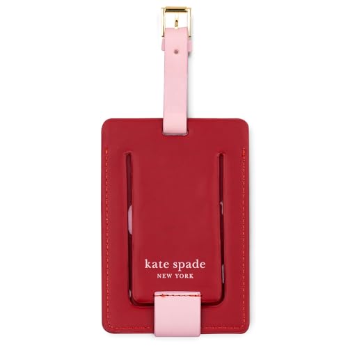 Kate Spade New York Leatherette Luggage Tag with Secure Strap, Colorful Suitcase Identifier for Travel, Monogram Bag Tag ID (M)2