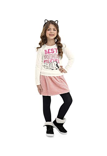 Blusa Infantil Manga Longa Meninas Quimby, Bege, 08