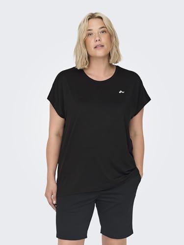 ONLY Damen ONPAUBREE SS Loose TR Tee Curvy-Opus Sporttop, Schwarz (Black Black), 40 (Herstellergröße: 40/42) – Ansicht 2