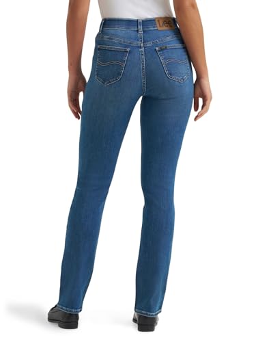 Lee Women's Ultra Lux Comfort with Flex Motion Straight Leg Jean, Blue Strain3