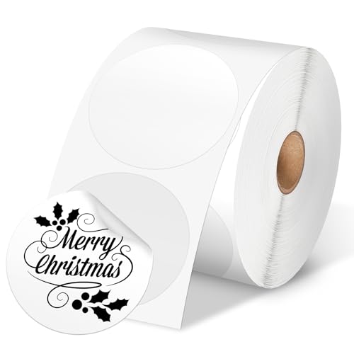 Image of Phomemo Genuine 2 inch White Circle Thermal Labels, 2x2 Self-Adhesive Round Sticker Label, Circular Direct Labels Compatible with Phomemo 241bt, Labels Printer, 750 Labels /Roll, White,Commercial Grade