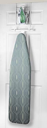 Spectrum Diversified Over-The-Door Holder No-Installation Iron & Ironing Board Storage, Sturdy Steel Construction With Rubberized Hook Ends Laundry Room Storage & Closet Organization, White, Large #TOP6