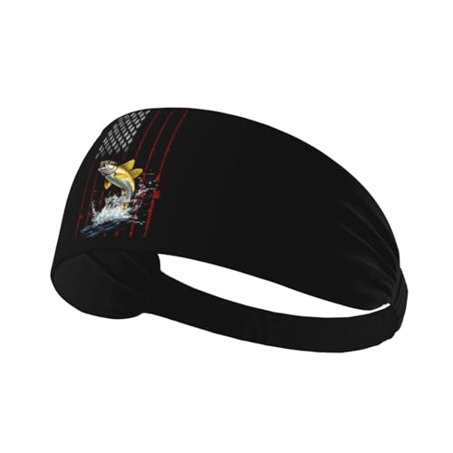 Nfdwl Snook Fish Fisherman USA Flag Athletic Headband Sweat Resistant Perfect Gym Outdoor Activities Running Men Women