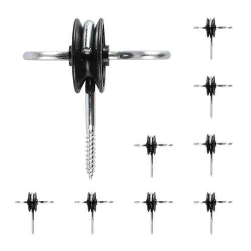 Sarini Lot de 10 isolateurs d'ancrage de Portail, isolateurs de Crochet de clôture électrique Double Face, isolateurs à Visser pour poteaux en Bois, connecteur de poignée de passerelle Durable