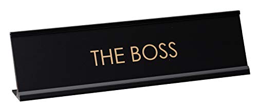 The Boss Novelty Desk Sign. Black Frame | (2 x 8")
