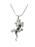 gecko eidechse salamander unterschied  Kette Halskette Kurze kette mit Anhänger Salamander Gecko Cateye Strass Silber - Anthrazit