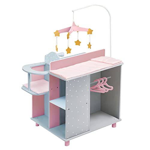 Olivia\'s Little World Puppen-Wickelkommode, Wickeltisch, Wickelstation Spielcenter Für Puppen Rosa Mit Puppen-Hochstuhl Und Mobile Puppenzubehör Für Kinder TD-0203AG Olivia\'s Little World Puppen-Wickelkommode, Wickeltisch, Wickelstation Spielcenter Für Puppen Rosa Mit Puppen-Hochstuhl Und Mobile Puppenzubehör Für Kinder TD-0203AG