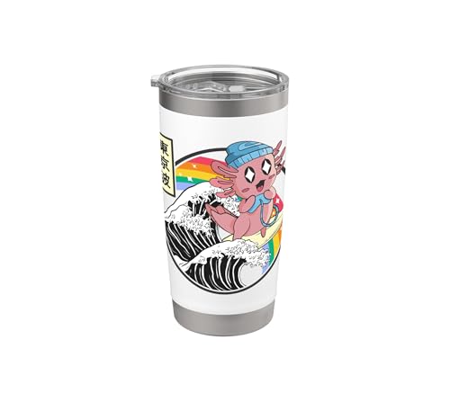Happy Gaming Axolotl Surf Kanagawa Wave Kawaii Gamer Vaso térmico de acero inoxidable de doble pared