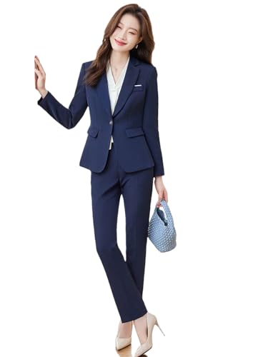 Women Temperament Business Interview Slim Blazer and Pants Sets Office Lady Work Wear Professional Suits