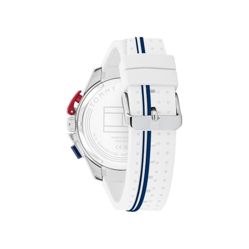 Image of Tommy Hilfiger Bank Quartz Analog with White Dial White Silicone Strap Watch for Men - TH1792167