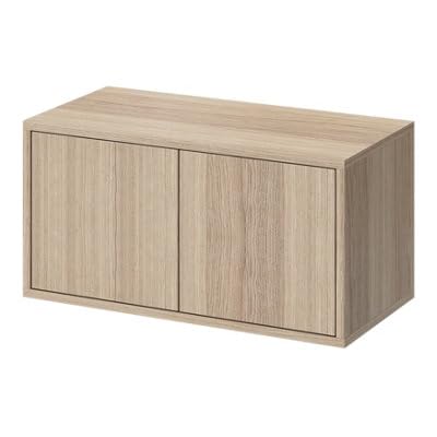 GoodHome Étagère Murale rectangulaire Portes Rigga chêne Longueur 60 cm