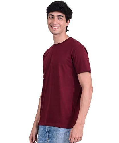 Image of Unisex Round Neck Plain T-Shirt | Combed Bio-Washed Ring Spun Cotton for Men & Women, Short Sleeves