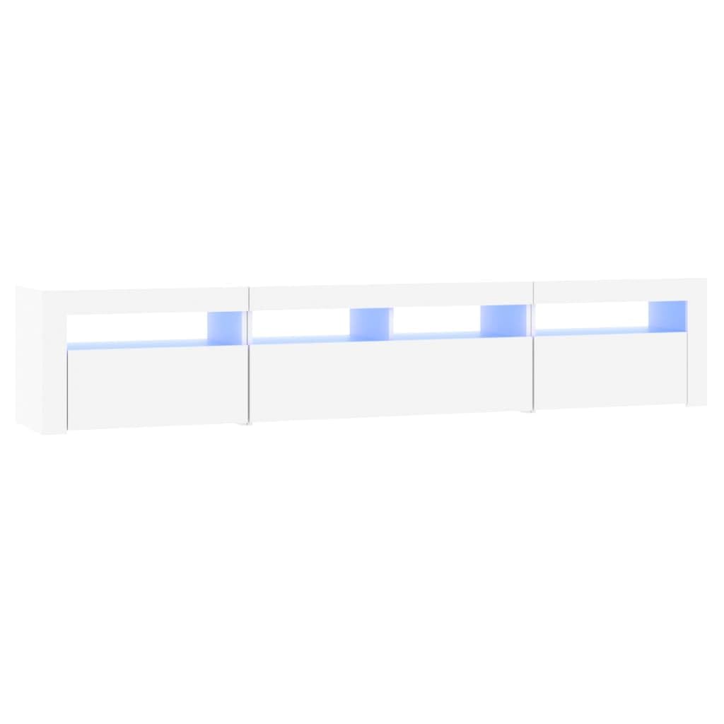 Mueble de TV con luces LED, color blanco, mueble de TV, aparador, 210 x 35 x 40 cm