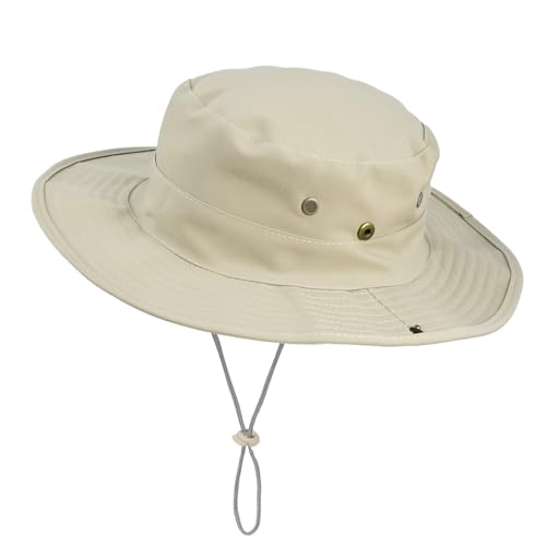 Kids Sun Hats for Boys Girls Bucket Hat UPF 50+ UV Protection Safari Hat Lightweight & Breathable Boonie (1 Pack-Beige)
