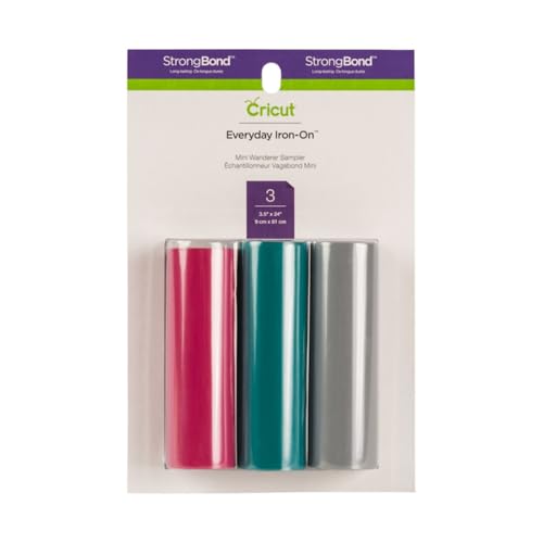 Cricut Everyday Iron On - 3.7” x 2ft 3 Rolls - Includes Teal, Raspberry, Gray - HTV Vinyl for T-Shirts - Use with Cricut Explore Air 2/Maker - Wanderer
