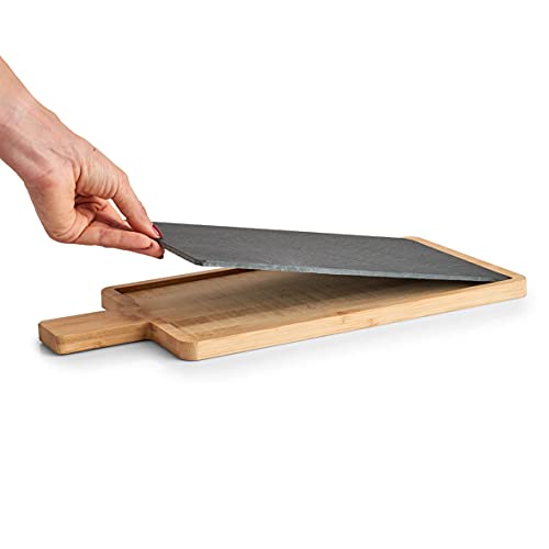 Zeller 24510 Chopping/Serving Board with Handle Bamboo/Slate Approx. 40 x 19 x 1.5 cm, Natural Anthracite, 40L x 19W cm - Image 4