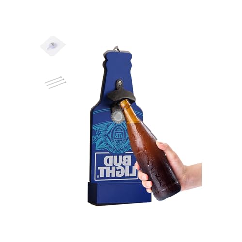 Furforstk Apribottiglie da Muro Birra, Apribottiglie Divertenti con Contenitore di Raccolta Tappo a Corona per Bar, Cucina, Esterno, Giardino, Barbecue - Regalo Uomo (A-blu)
