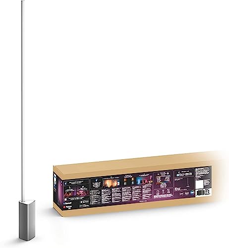 Philips Hue – Lámpara inteligente, Hue Signe, Lámpara de Pie LED Inteligente, Luz Blanca y de Colores, Compatible con Alexa y Google Home, Color Aluminio