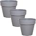 Produktbild idea-station IBI Blumentopf Set 3 x 14 cm - grau - bruchsichere Blumentöpfe aus Plastik für verschiedenste Pflanzen, Blumen oder Kräuter - Matte Übertöpfe für innen und außen