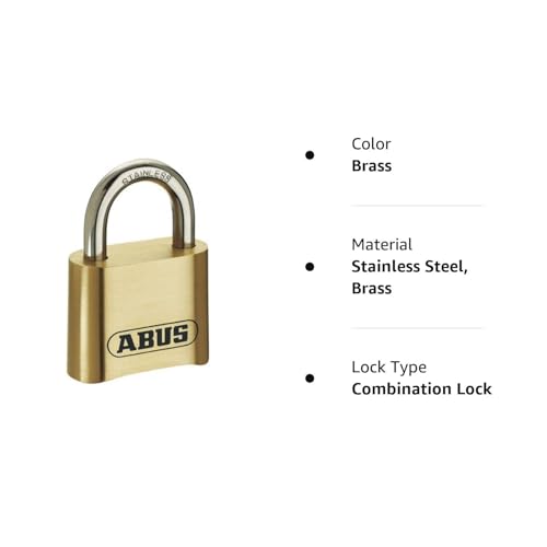 ABUS 180IB/50 All Weather Solid Brass 4-Dial Resettable Combination Padlock with 2" Stainless Steel Shackle