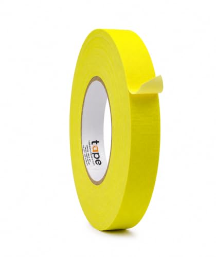 WOD GTC12 Gaffer Tape, Fluorescent Yellow Low Gloss Finish Film, 1 in. x 60 ft. (Pack of 48) Residue Free, Non Reflective Cloth Fabric, Secure Cords, Water Resistant, Photography, Filming Backdrop