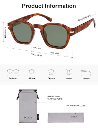 Image of SOJOS Retro Square Polarized Sunglasses Men Trendy Womens SJ2382 | Vintage UV400 90s Sun Glasses Outfit Driving