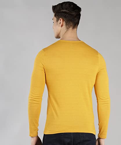 Image of Urbano Fashion Men's Solid Henley Neck Slim Fit Full Sleeve Cotton T-Shirt