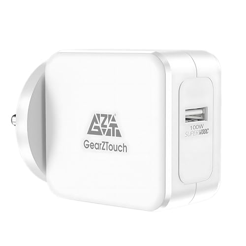 Image of GZTOUCH 100W SuperVOOC Fast Charging Adapter | High-Power Wall Charger Compatible with OnePluss /Realmme /Oppoo & Type-C Devices Supports VOOC /SuperVOOC /Dart /Dash /Warp & QC 3.0- WHITE
