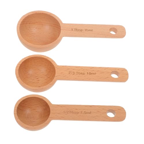 Lurrose 3個 ?計量スプーン点 大さじ小さじ対応 コーヒー豆 粉 茶葉用 キッチンツール 手に優しい滑らか仕上げ 柄長設計で使いやすい