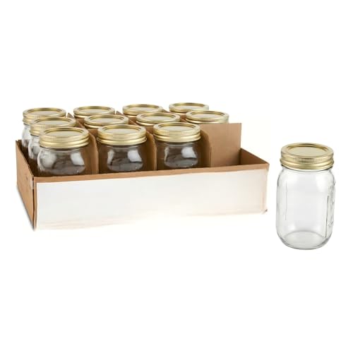 16 oz Mason Jars Regular Mouth Pint Canning Jars with Lids and Rings 12-Pack Glass Jars for Home Canning and Meal Prep
