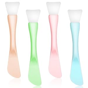 4 Pcs Face Mask Brush, Mask Applicator Tools, Beauty Spatula Soft Silicone Double Head Facial Makeup Brush for Facial Mud, Clay, Apply Cream for All Skin Types Including Sensitive Skin, 4 Colors