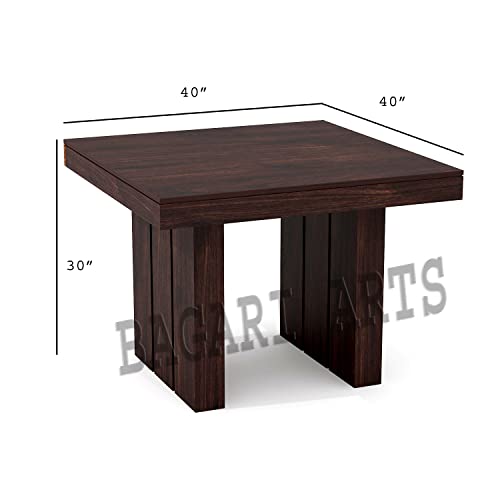 Wooden Solid Sheesham Wood Dining Table 4 Seater Dining Table with Chairs | Dining Table Set | Dining Room Furniture | Four Seater Dining Set | 4 Seater | Walnut Finish
