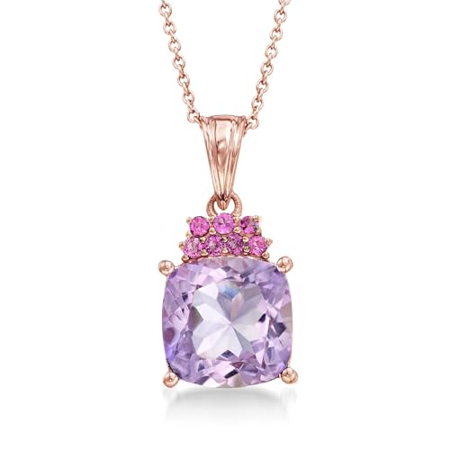 Ross-Simons 4.90 Carat Amethyst and .30 ct. t.w. Rhodolite Garnet Pendant Necklace in 18kt Rose Gold Over Sterling